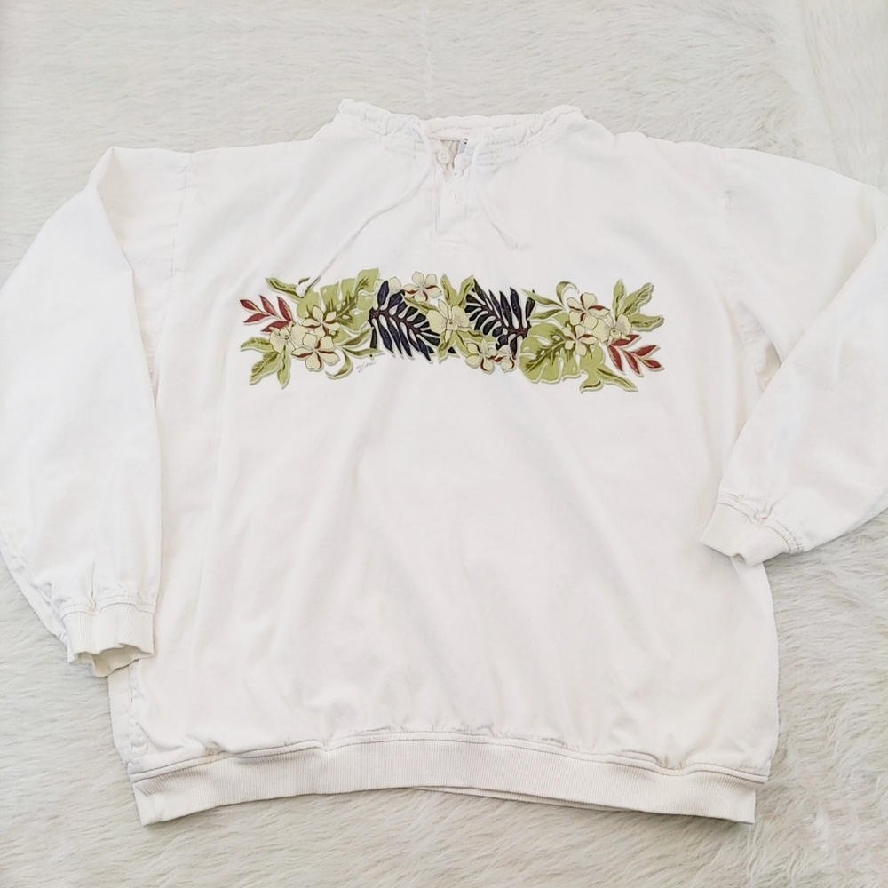 Floral Maui shirt, two button & drawstring Sz xl